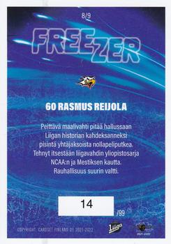 2021-22 Cardset Finland - Freezer Red #8 Rasmus Reijola Back
