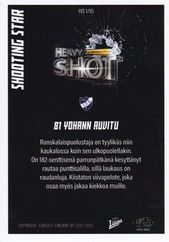 2021-22 Cardset Finland - Shooting Star / Heavy Shot #1 Yohann Auvitu Back