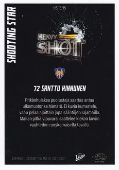 2021-22 Cardset Finland - Shooting Star / Heavy Shot #13 Santtu Kinnunen Back