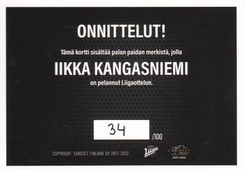 2021-22 Cardset Finland - Patch Series 2 Exchange #PATCH3 IIkka Kangasniemi Back