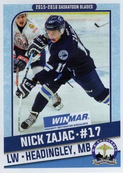 2015-16 Saskatoon Blades (WHL) #3 Nick Zajac Front