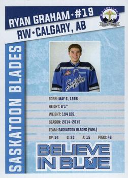 2015-16 Saskatoon Blades (WHL) #4 Ryan Graham Back
