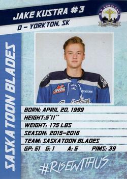 2016-17 Saskatoon Blades (WHL) #2 Jake Kustra Back