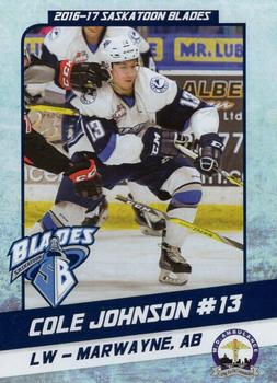 2016-17 Saskatoon Blades (WHL) #8 Cole Johnson Front