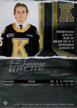 2021-22 Extreme Kingston Frontenacs (OHL) #3 Braden Hache Back