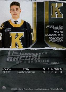 2021-22 Extreme Kingston Frontenacs (OHL) #15 Francesco Arcuri Back