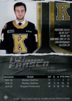 2021-22 Extreme Kingston Frontenacs (OHL) #16 Jordan Frasca Back