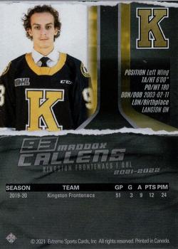 2021-22 Extreme Kingston Frontenacs (OHL) #25 Maddox Callens Back