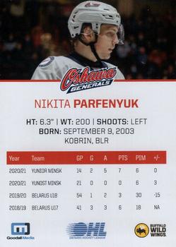 2021-22 Oshawa Generals (OHL) #NNO Nikita Parfenyuk Back