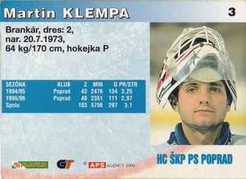 1996-97 APS HESR (Slovak) #3 Martin Klempa Back