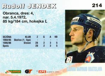 1996-97 APS HESR (Slovak) #214 Rudolf Jendek Back