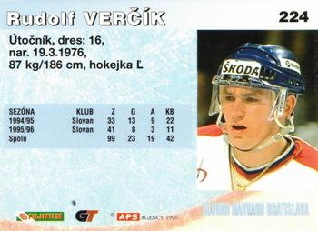 1996-97 APS HESR (Slovak) #224 Rudolf Vercik Back