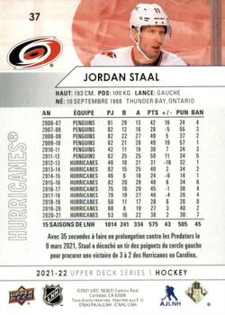 2021-22 Upper Deck - French #37 Jordan Staal Back