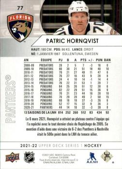 2021-22 Upper Deck - French #77 Patric Hornqvist Back