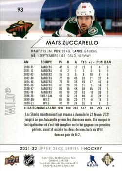 2021-22 Upper Deck - French #93 Mats Zuccarello Back