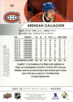 2021-22 Upper Deck - French #97 Brendan Gallagher Back