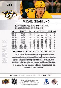 2021-22 Upper Deck - French #353 Mikael Granlund Back