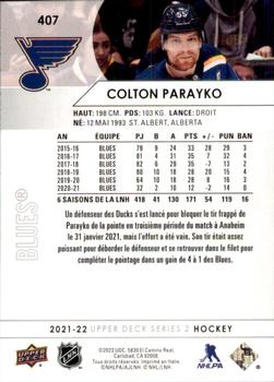 2021-22 Upper Deck - French #407 Colton Parayko Back