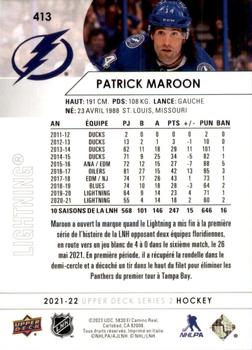 2021-22 Upper Deck - French #413 Patrick Maroon Back