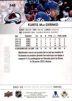2021-22 Upper Deck - French #548 Kurtis MacDermid Back