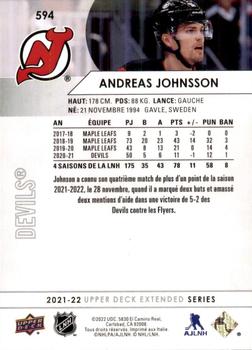 2021-22 Upper Deck - French #594 Andreas Johnsson Back