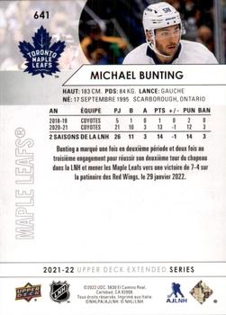 2021-22 Upper Deck - French #641 Michael Bunting Back
