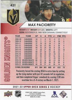 2021-22 Upper Deck - UD Exclusives #431 Max Pacioretty Back