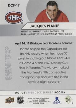 2021-22 Upper Deck - Day with the Cup Flashbacks #DCF-17 Jacques Plante Back