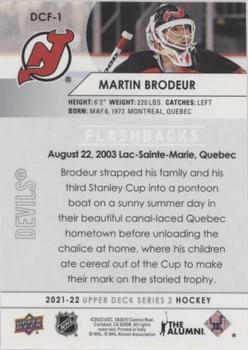 2021-22 Upper Deck - Day with the Cup Flashbacks #DCF-1 Martin Brodeur Back