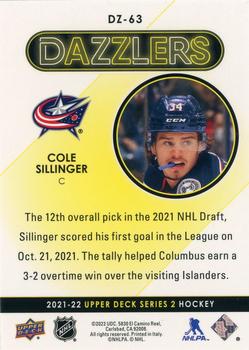 2021-22 Upper Deck - Dazzlers Green #DZ-63 Cole Sillinger Back