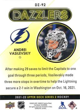 2021-22 Upper Deck - Dazzlers Orange #DZ-92 Andrei Vasilevskiy Back