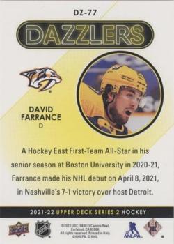 2021-22 Upper Deck - Dazzlers Pink #DZ-77 David Farrance Back