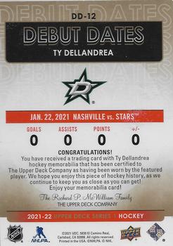 2021-22 Upper Deck - Debut Dates Jersey #DD-12 Ty Dellandrea Back