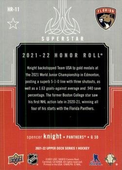 2021-22 Upper Deck - Honor Roll #HR-11 Spencer Knight Back