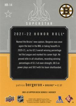 2021-22 Upper Deck - Honor Roll #HR-14 Patrice Bergeron Back