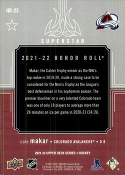 2021-22 Upper Deck - Honor Roll #HR-23 Cale Makar Back