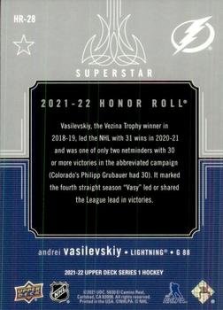 2021-22 Upper Deck - Honor Roll #HR-28 Andrei Vasilevskiy Back