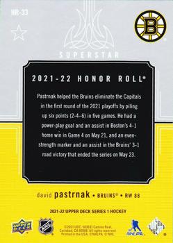 2021-22 Upper Deck - Honor Roll #HR-33 David Pastrnak Back
