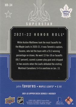 2021-22 Upper Deck - Honor Roll #HR-34 John Tavares Back