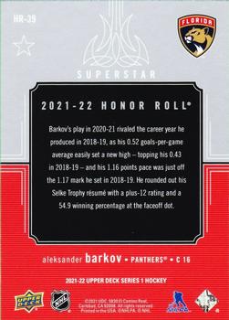 2021-22 Upper Deck - Honor Roll #HR-39 Aleksander Barkov Back