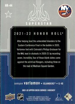 2021-22 Upper Deck - Honor Roll #HR-44 Semyon Varlamov Back