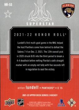 2021-22 Upper Deck - Honor Roll #HR-53 Anton Lundell Back