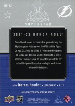 2021-22 Upper Deck - Honor Roll #HR-72 Alex Barre-Boulet Back
