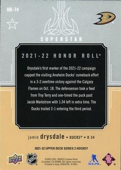 2021-22 Upper Deck - Honor Roll #HR-74 Jamie Drysdale Back