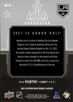 2021-22 Upper Deck - Honor Roll #HR-91 Anze Kopitar Back