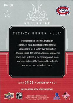 2021-22 Upper Deck - Honor Roll #HR-100 Carey Price Back