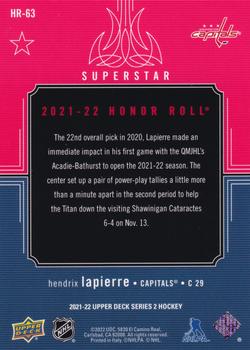 2021-22 Upper Deck - Honor Roll Rainbow Red #HR-63 Hendrix Lapierre Back
