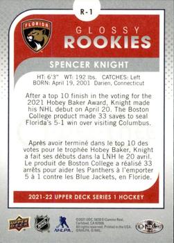 2021-22 Upper Deck - O-Pee-Chee Glossy Rookies #R-1 Spencer Knight Back
