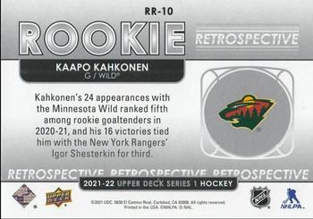 2021-22 Upper Deck - Rookie Retrospective #RR-10 Kaapo Kahkonen Back