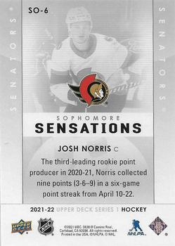 2021-22 Upper Deck - Sophomore Sensations #SO-6 Josh Norris Back
